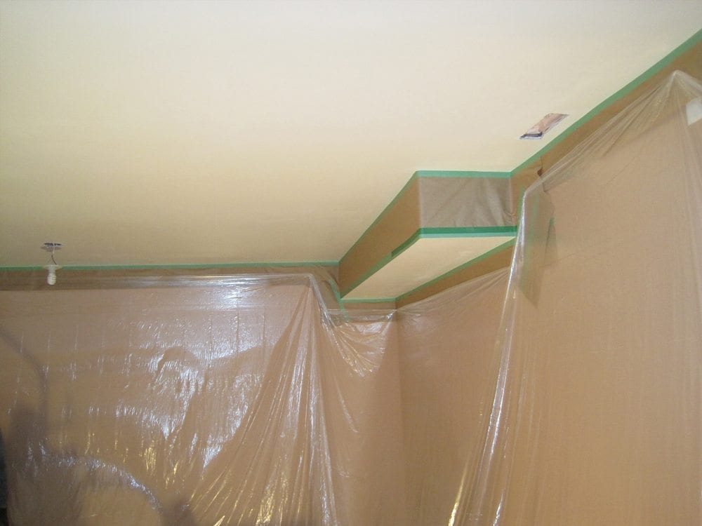 Walls wrapped in plastic wrap for renovations